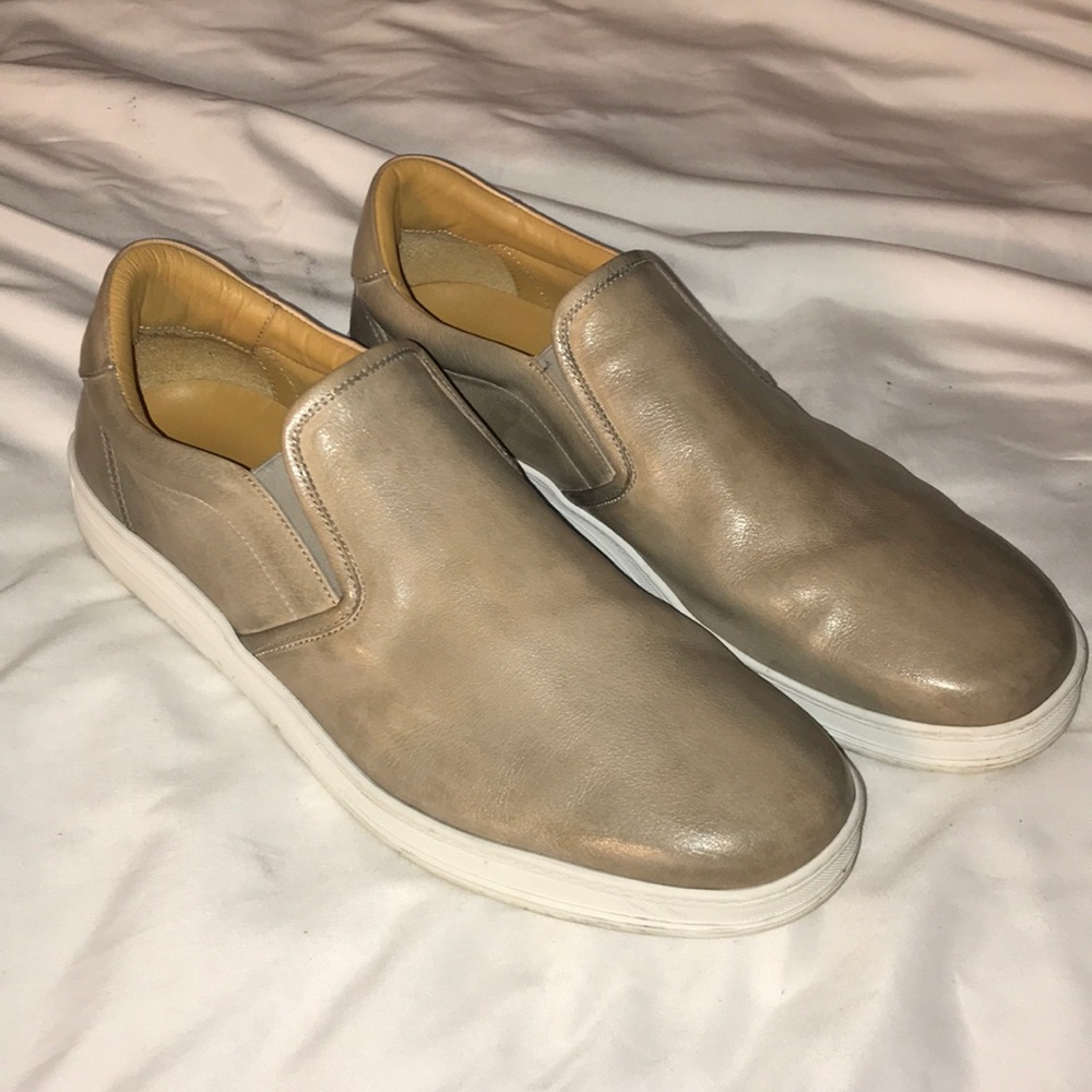 M. Gemi Leather Handmade Slip On Shoes Gray 11.5